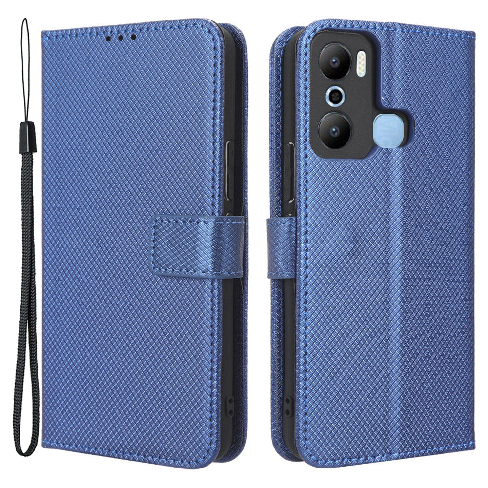For Infinix Hot 20 Play 4G Diamond Texture PU Leather Wallet Cover Stand Smartphone Case For Infinix Hot 20 Play 4G Diamond Texture PU Leather Wallet Cover Stand Smartphone Case